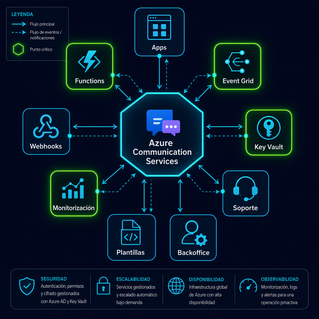 Mapa de dependencias alrededor de Azure Communication Services