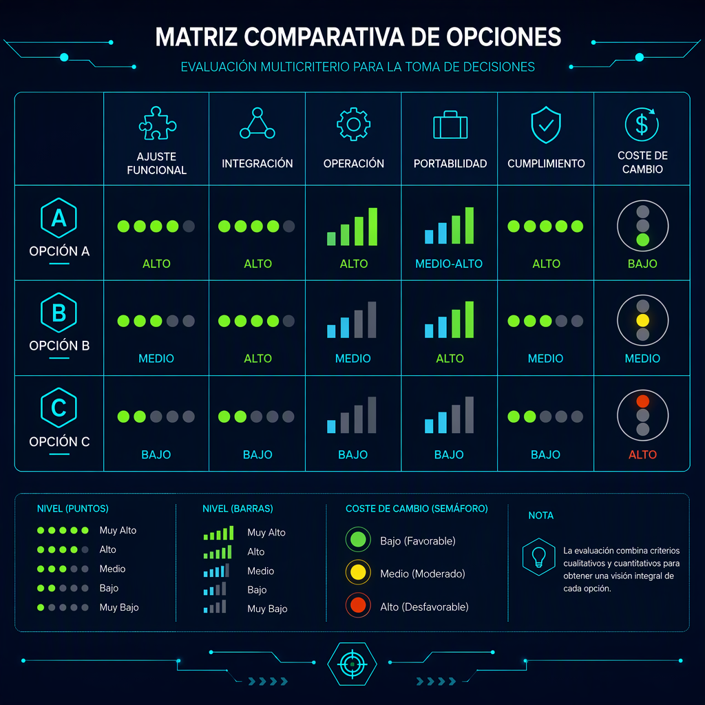 Matriz para comparar alternativas de migración